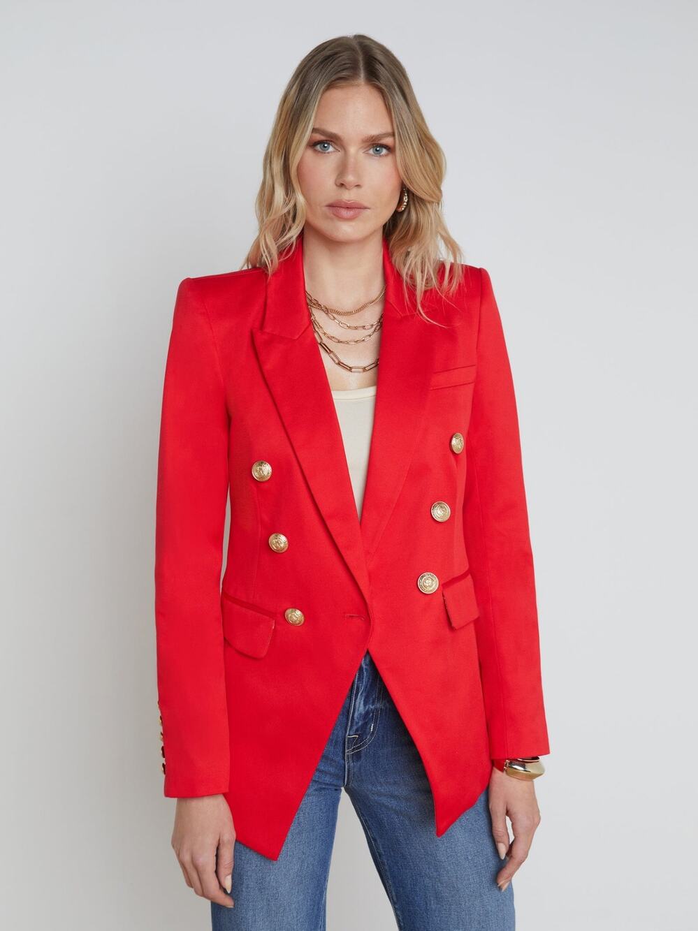 NWT L'Agence Kindi Blazer High Risk Red Double-Breasted Blazer Size 2